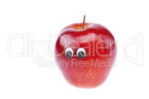 apple joy with a face isolated on white