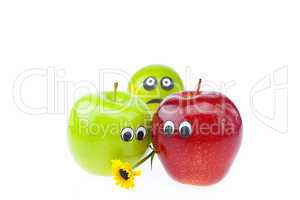 apple joy with a person isolated on white