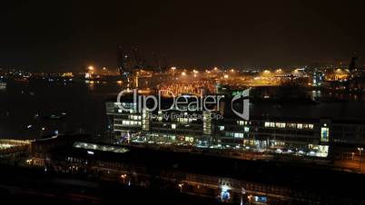 Zeitraffer Hamburg Hafen bei Nacht