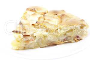 piece of apple pie isolated on white