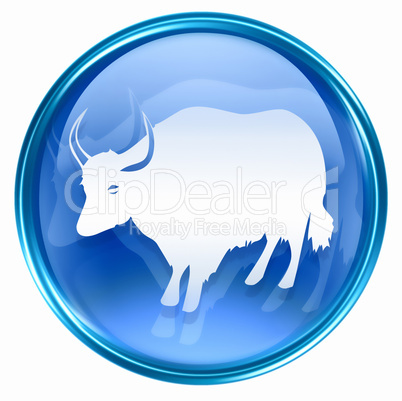 Ox Zodiac icon blue, isolated on white background.