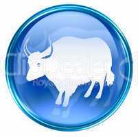 Ox Zodiac icon blue, isolated on white background.