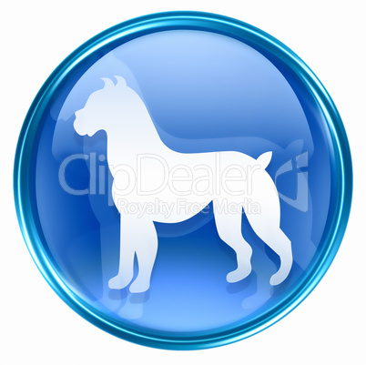 Dog Zodiac icon blue, isolated on white background.