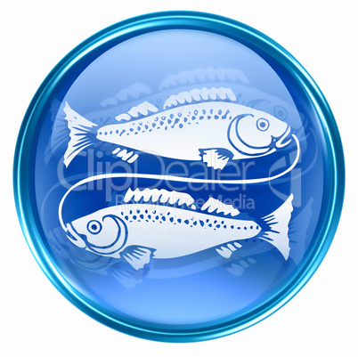 Pisces zodiac button icon, isolated on white background.