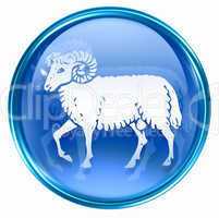 Aries zodiac button icon, isolated on white background.