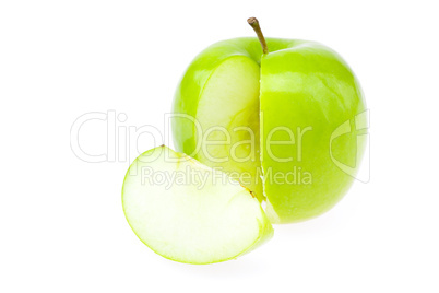 Apple to cut a slice isolated on white