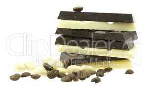 dark and white chocolate isolated on white