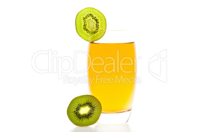 cocktail with slices of kiwi isolated on white