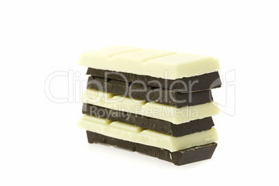 dark and white chocolate isolated on white