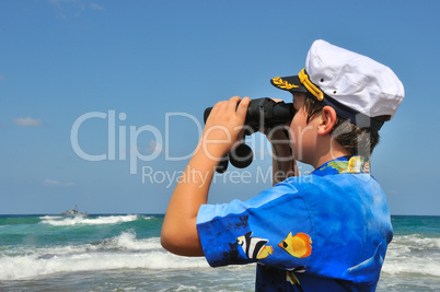 Boy with binoculars