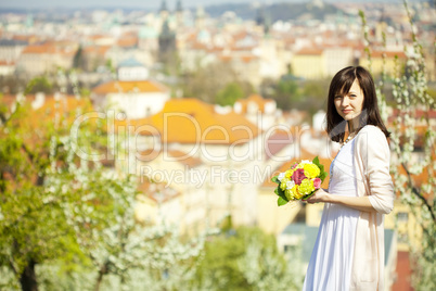 young bride on the nature