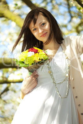 young bride on the nature