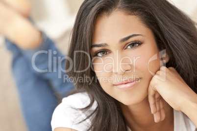 Beautiful Girl Thoughtful Young Hispanic Woman