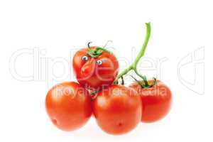 bunch of tomatoes isolated on white