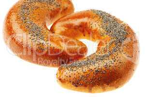 bread with poppy seeds isolated on white