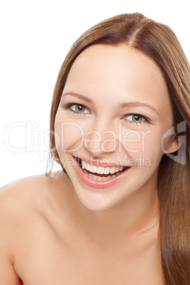 young woman close up studio portrait