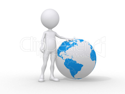 3d people icon and the earth globe -This is a 3d render illustra