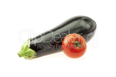 eggplant and tomatoes isolated on white