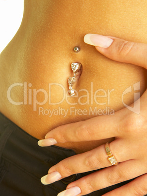 female navel with piercing