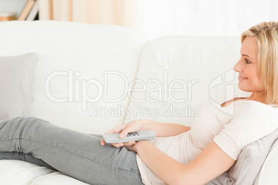 Woman watching television