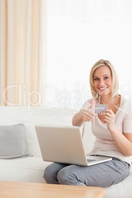 Portrait of a woman shopping online