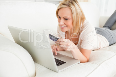 Woman purchasing online