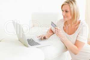 Woman booking her holidays online