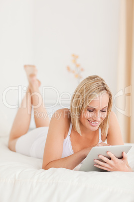 Portrait of a woman using a tablet computer