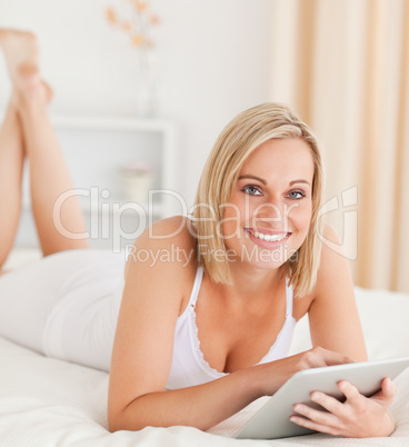 Cute woman using a tablet computer