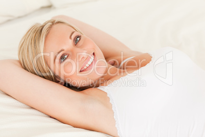 Beautiful woman lying down
