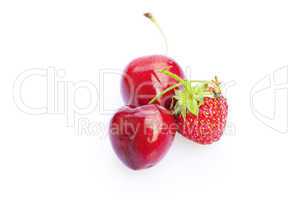 cherries and strawberries isolated on white