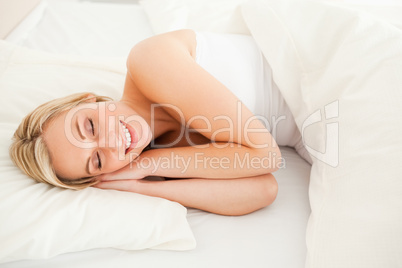 Gorgeous blonde woman sleeping