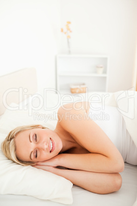 Portrait of a gorgeous blonde woman sleeping