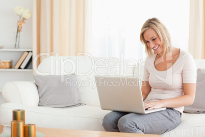 Woman chatting online