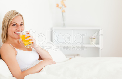 Woman drinking juice