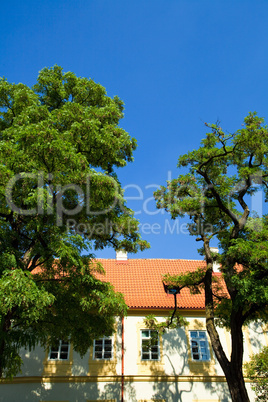 tiled roofs against the sky