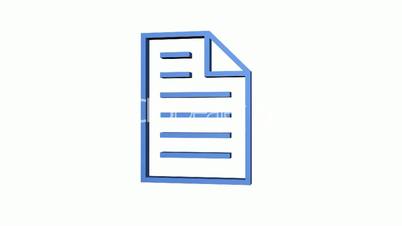 Rotation of the Documents icon.storage,paper,data,icon,archive,3d,information,