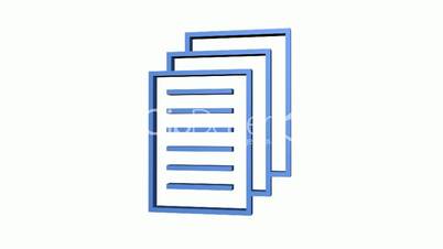 Rotation of the Documents icon.storage,paper,data,icon,archive,3d,information,