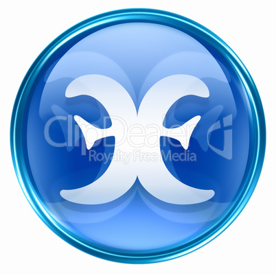 Pisces zodiac button icon, isolated on white background.