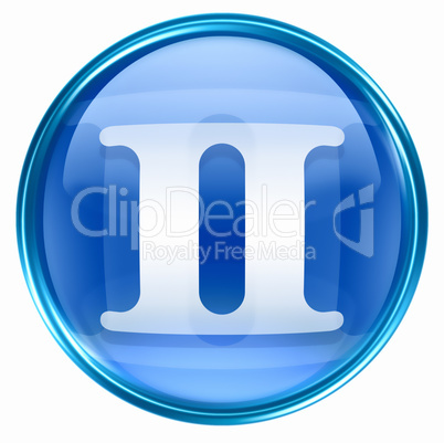 Gemini zodiac button icon, isolated on white background.