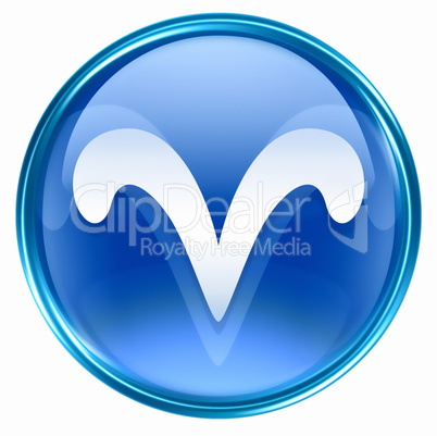 Aries zodiac button icon, isolated on white background.