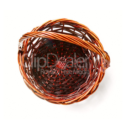 Handmade rattan basket on white background