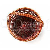 Handmade rattan basket on white background