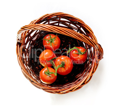 tomatoes in the rattan basket