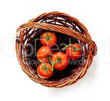 tomatoes in the rattan basket