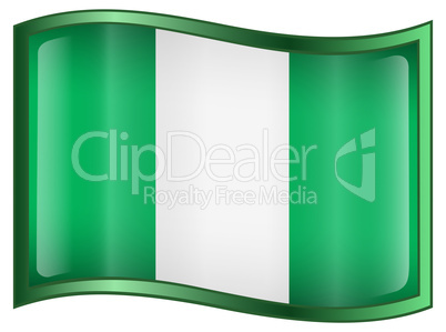 Nigeria Flag Icon, isolated on white background.