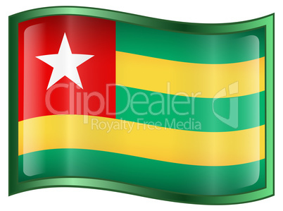 Togo Flag icon, isolated on white background.