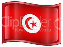 Tunisia Flag icon, isolated on white background.