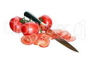 Sliced Tomatoes And Knife