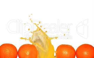Splashing Orange Juice On White
